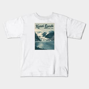 Kenai Fjords National Park Retro Travel Kids T-Shirt